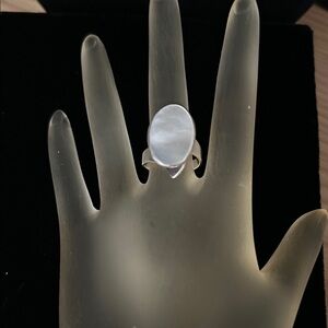Taxco Silver Ring with White Oval Stone